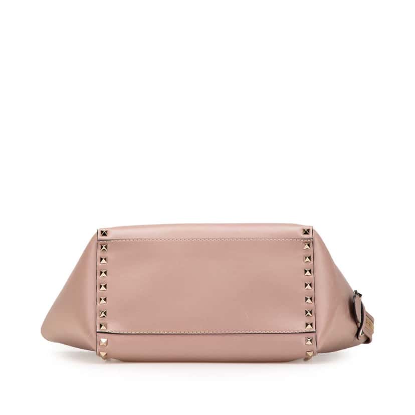 Valentino Small Leather Rockstud Double Handle Tote Brown Leather Good condition - Inside View