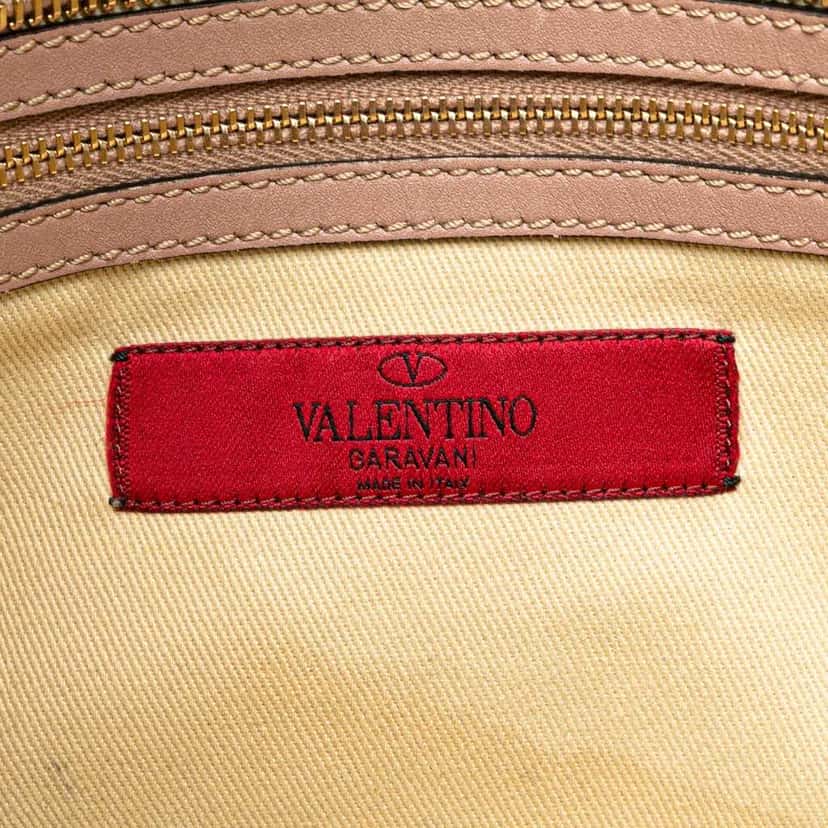 Valentino Small Leather Rockstud Double Handle Tote Brown Leather Good condition - Model View