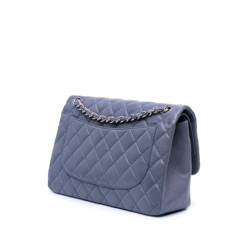 Chanel Jumbo Classic Lambskin Double Flap Purple Leather Good condition - Back View