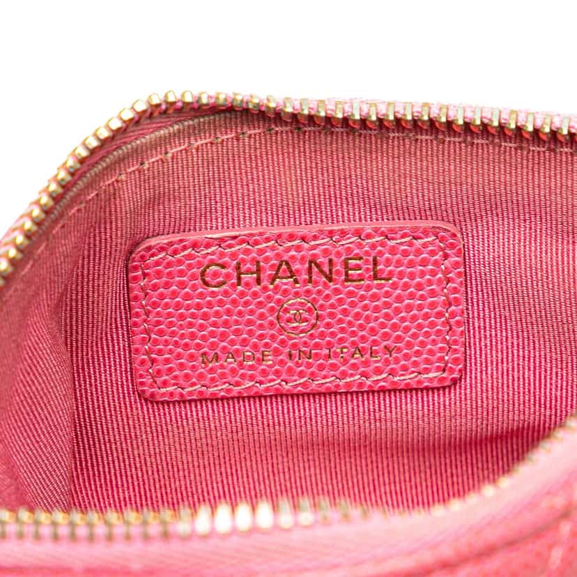 Chanel Small Quilted Caviar Cosmetic Case Pink Leather Good condition - Box View