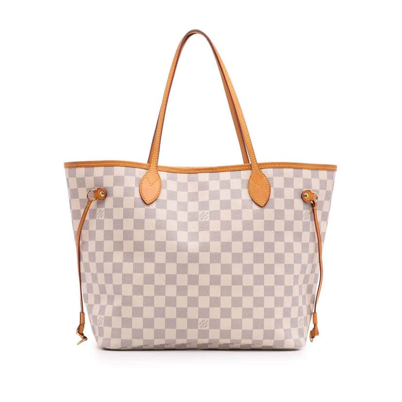 Louis Vuitton Damier Azur Neverfull MM White Canvas Good condition - Front View