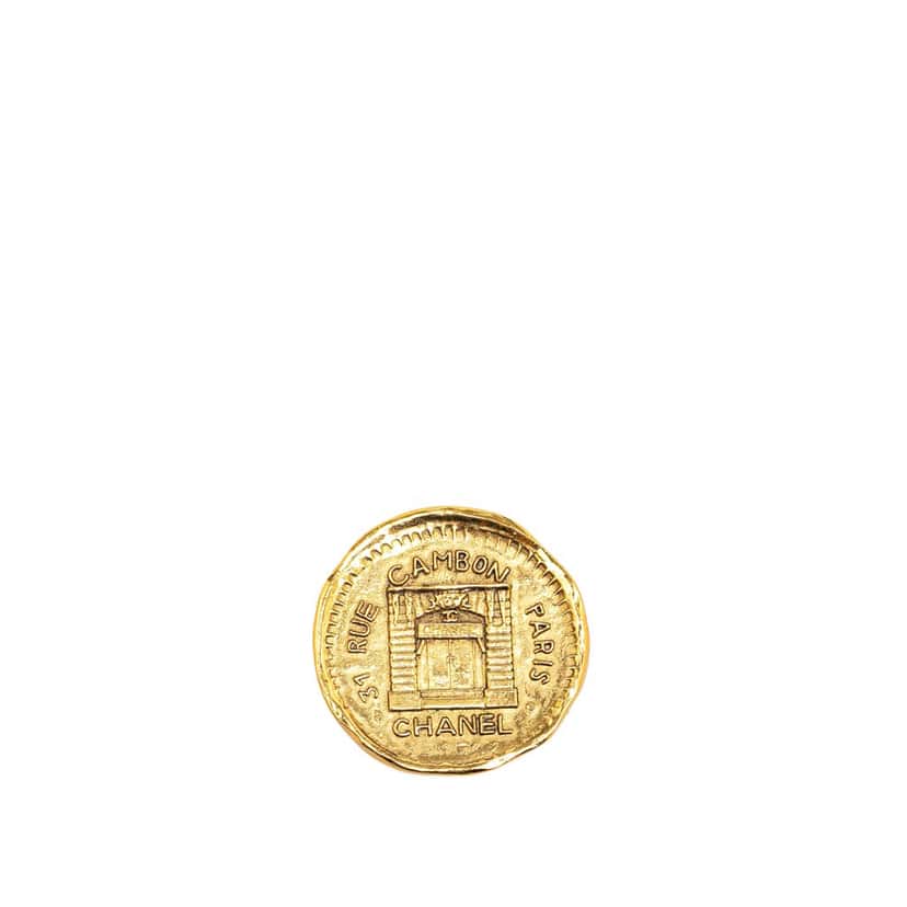 Chanel Gold Plated 31 Rue Cambon Brooch Gold Metal Good condition - Front View