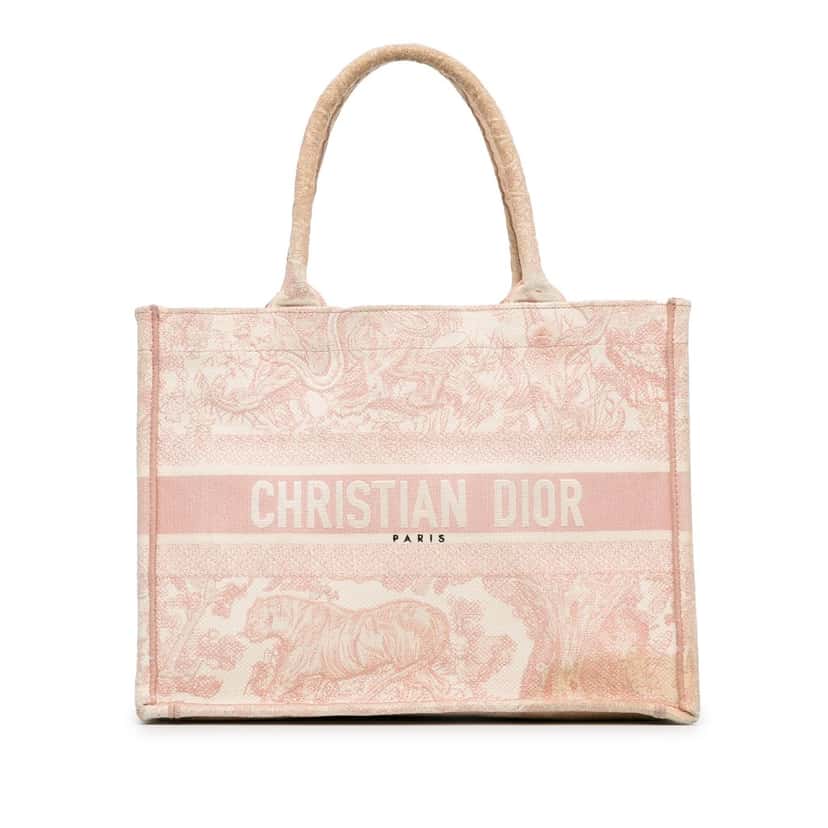 Dior Medium Toile de Jouy Book Tote Pink Canvas Good condition - Front View