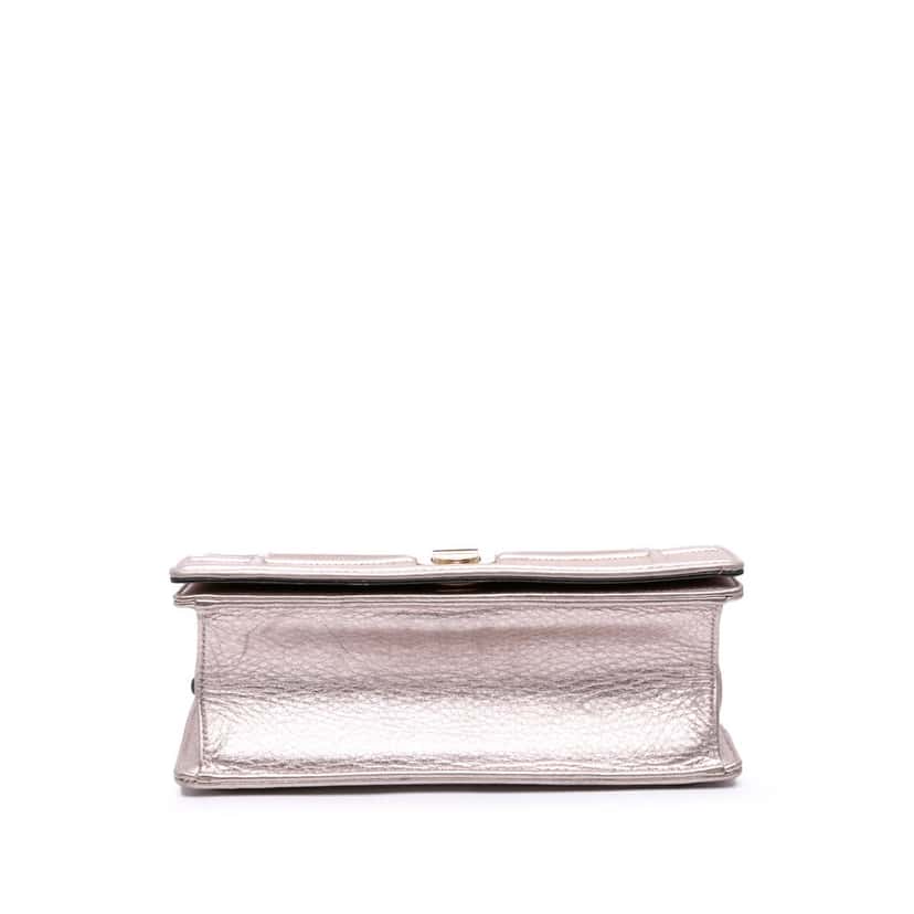 Dior Small Metallic Grained Calfskin Diorama Flap Gold Leather Good condition - Inside View