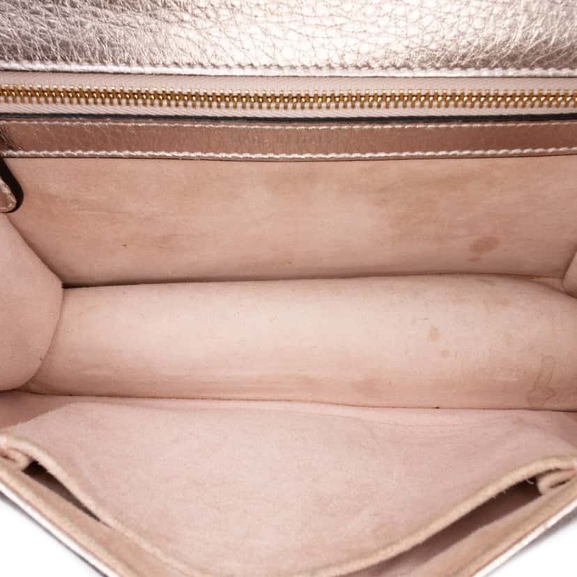 Dior Small Metallic Grained Calfskin Diorama Flap Gold Leather Good condition - Model View