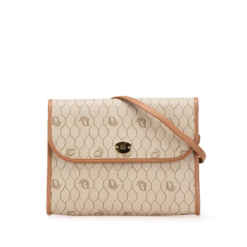 Dior Honeycomb Coated Canvas Crossbody Brown Canvas Good condition - Front View