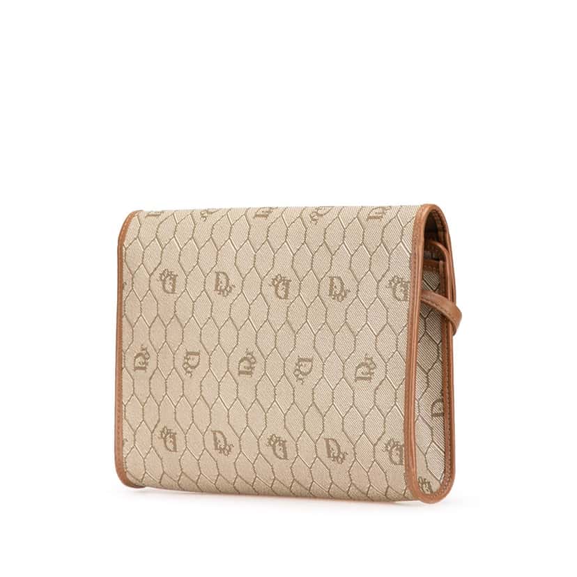 Dior Honeycomb Coated Canvas Crossbody Brown Canvas Good condition - Back View