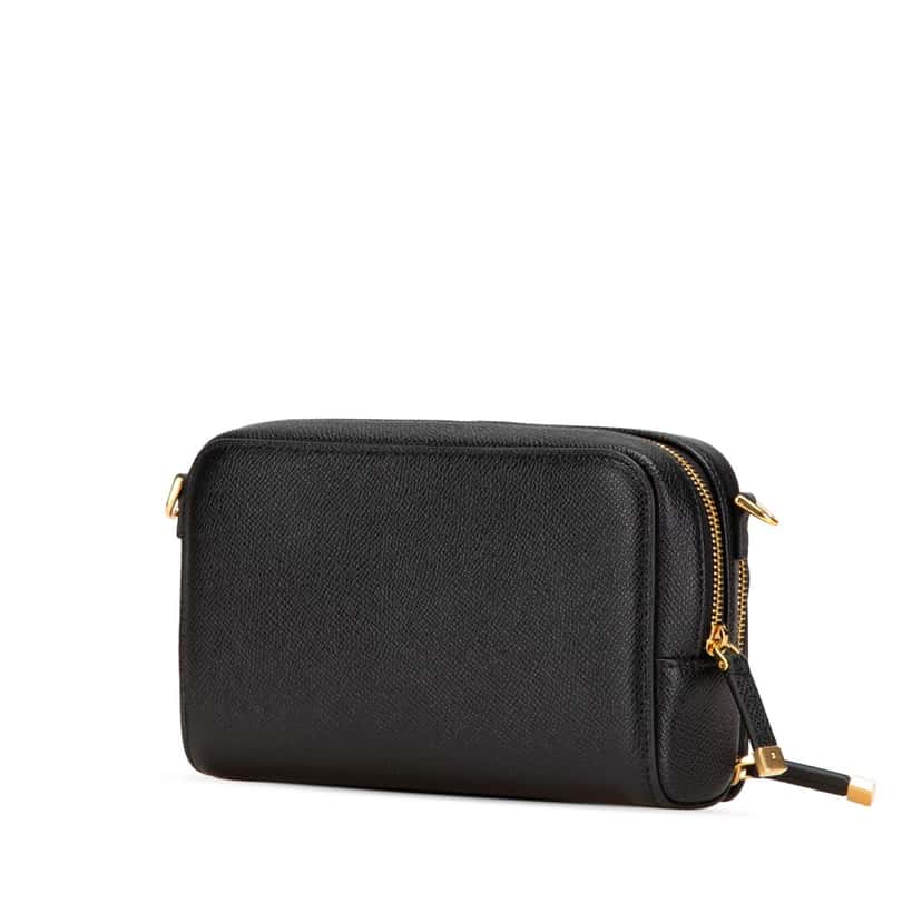 Dior Grained Calfskin Caro Double Pouch Black Leather Good condition - Back View