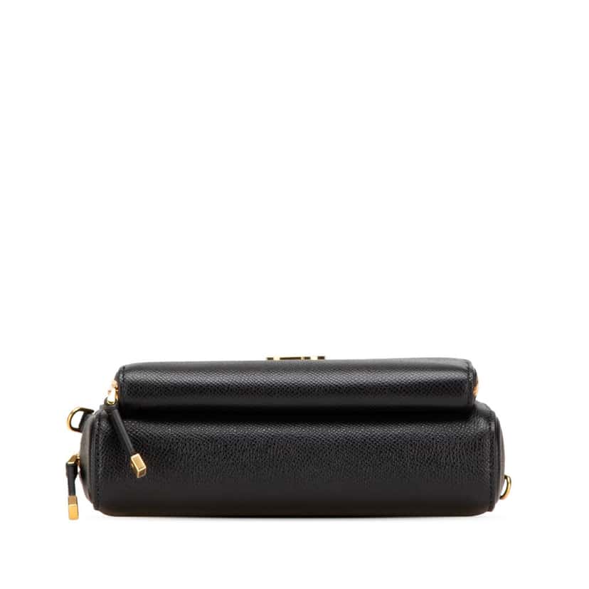 Dior Grained Calfskin Caro Double Pouch Black Leather Good condition - Inside View