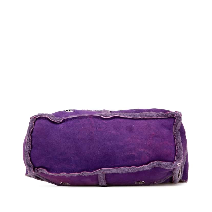 Chanel CC Shearling Suede Shoulder Bag Purple Leather Good condition - Inside View