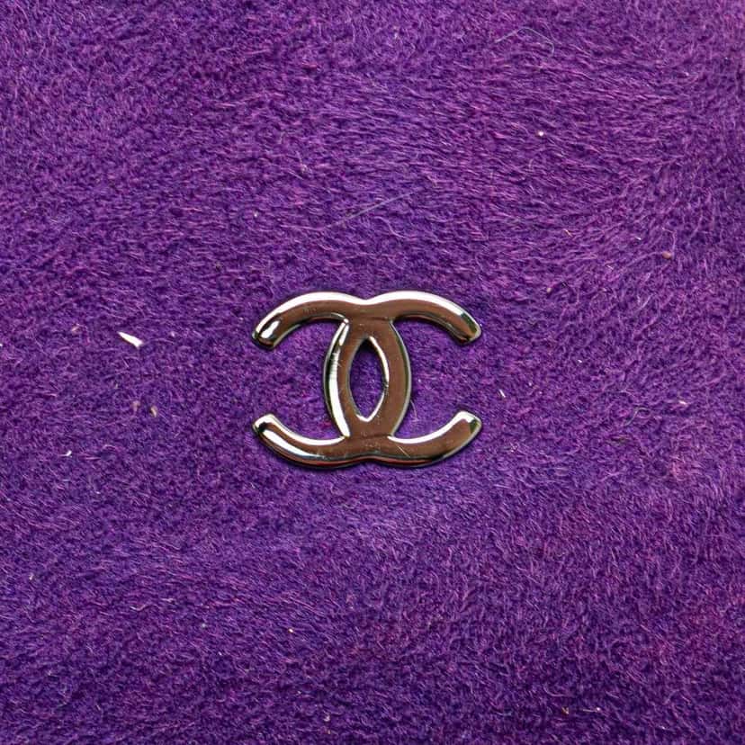 Chanel CC Shearling Suede Shoulder Bag Purple Leather Good condition - Box View