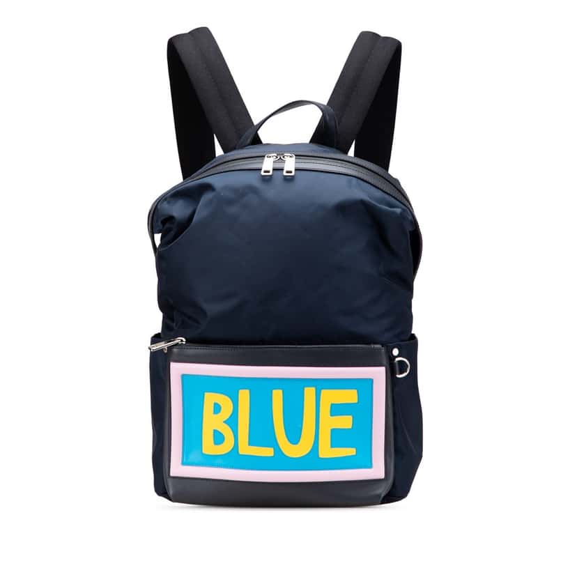 Fendi Nylon Vocabulary Blue Backpack Blue Good condition - Front View
