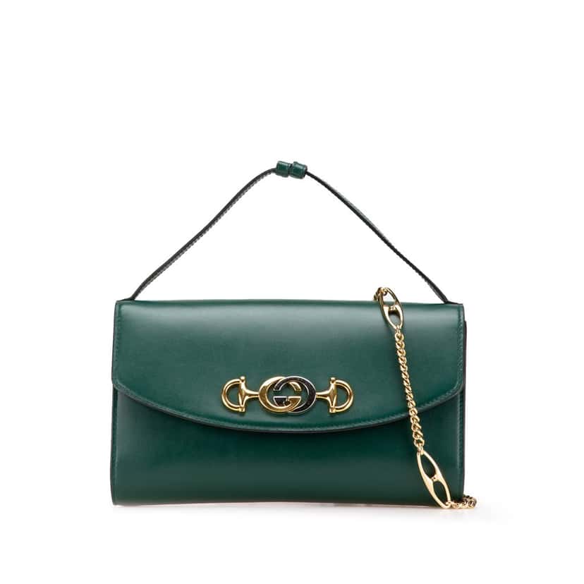 Gucci Small Leather Zumi Satchel Green Leather Good condition - Front View