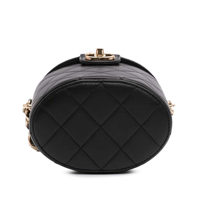 Chanel Mini Lambskin Elegant Chain Vanity Case Black Leather Good condition - Inside View