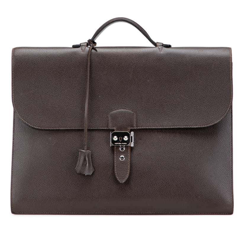 Hermès Togo Sac a Depeches 41 Brown Leather Good condition - Front View