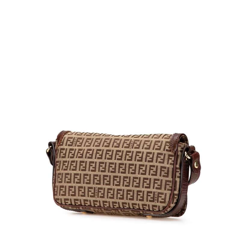 Fendi Zucchino Canvas Shoulder Bag Brown Canvas Good condition - Back View