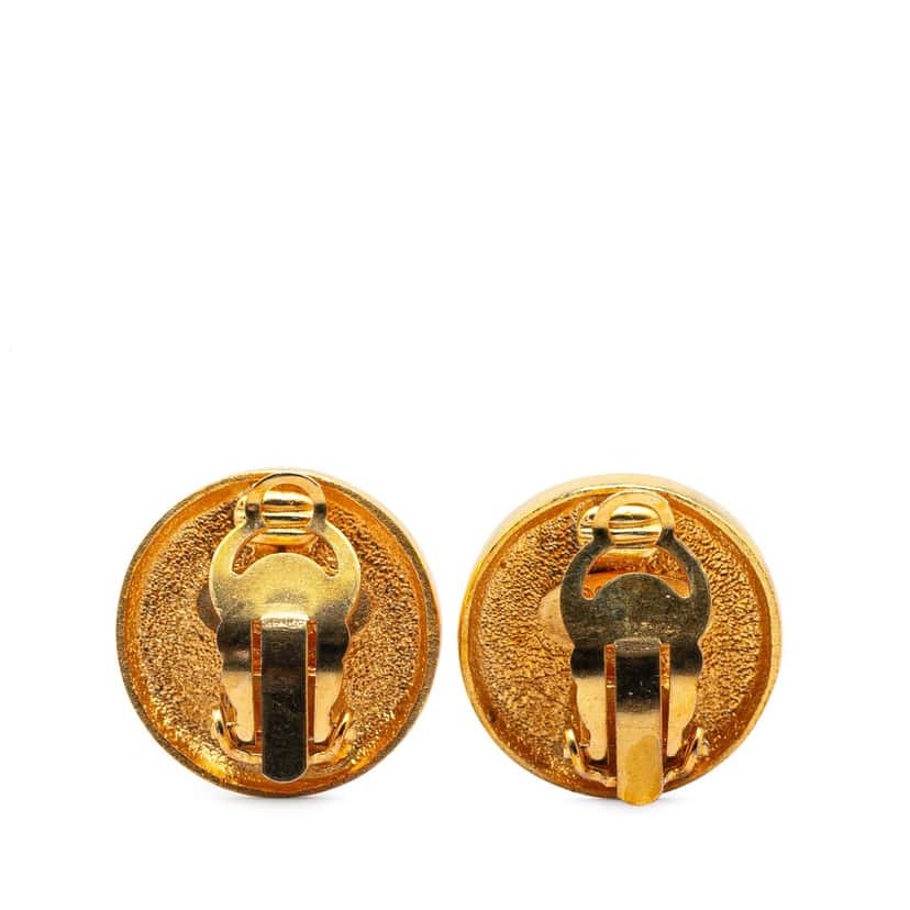Chanel Gold Plated CC Clip on Earrings Gold Metal Good condition - Back View