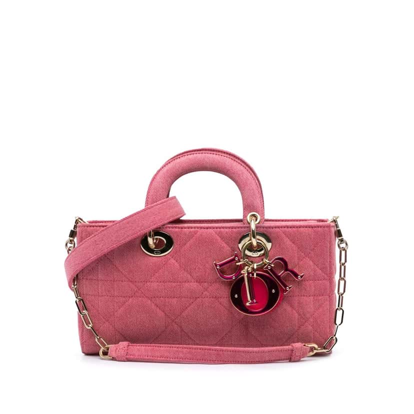Dior Medium Denim Macrocannage Lady D Joy Pink Denim Very good condition - Front View
