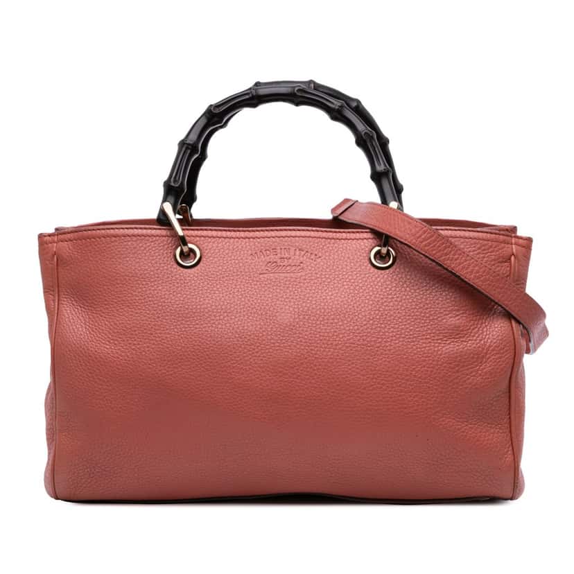 Gucci Medium Calfskin Bamboo Shopper Satchel Pink Leather Good condition - Front View
