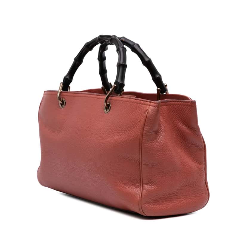 Gucci Medium Calfskin Bamboo Shopper Satchel Pink Leather Good condition - Back View