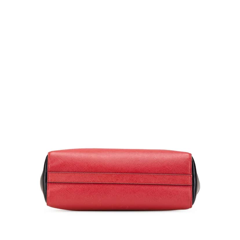 Prada Bicolor Soft Calf Trimmed Saffiano Satchel Red Leather Good condition - Inside View