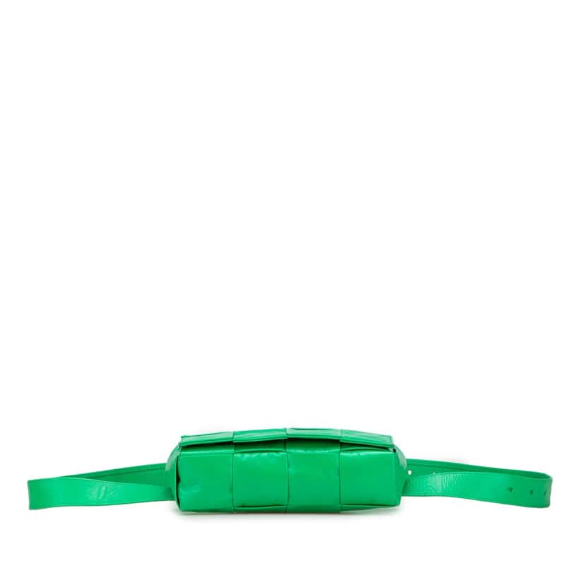 Bottega Veneta Mini Nappa Intrecciato Cassette Belt Bag Green Leather Good condition - Inside View