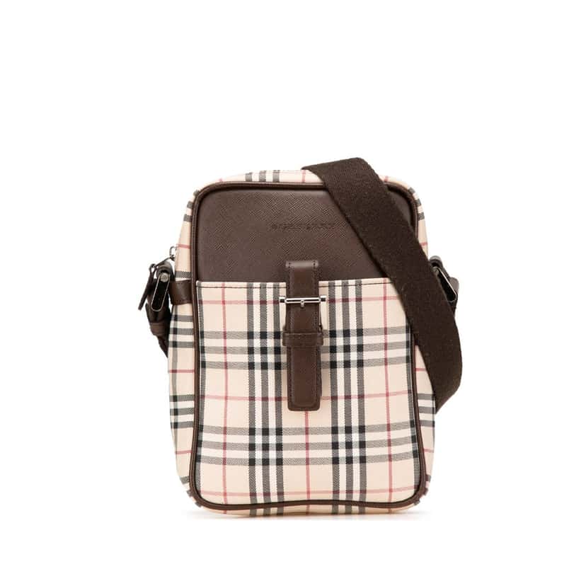 Burberry House Check Canvas Crossbody Brown Canvas Very good condition - Front View