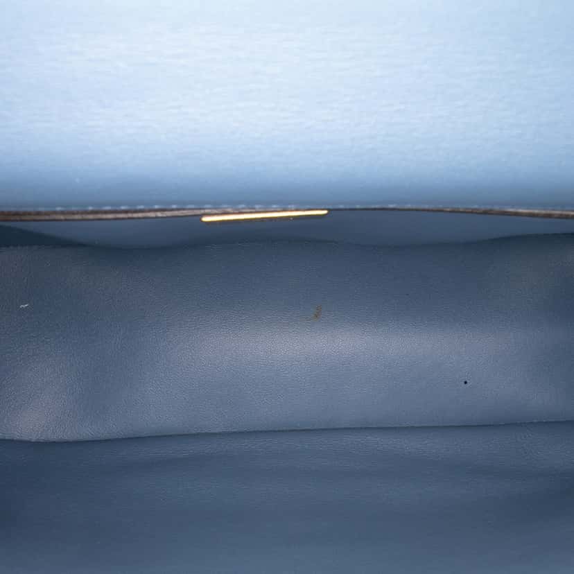 Fendi Large Zucca Embossed Leather Baguette Shoulder Bag Blue Leather Good condition - Model View