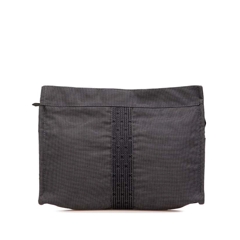 Hermès Canvas Herline Clutch Grey Canvas Good condition - Front View