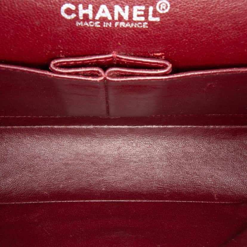 Chanel Medium Classic Lambskin Double Flap Black Leather Fair condition - Model View