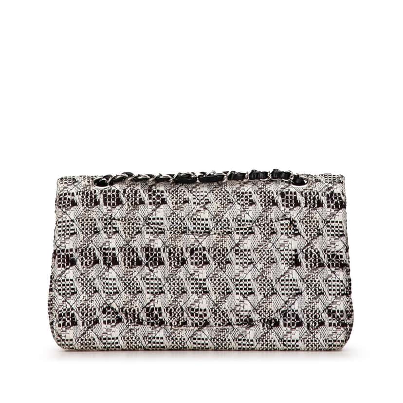 Chanel Medium Classic Tweed Double Flap White Tweed Good condition - Inside View