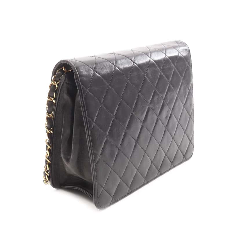 Chanel Small CC Quilted Lambskin Half Single Flap Black Leather Good condition - Back View