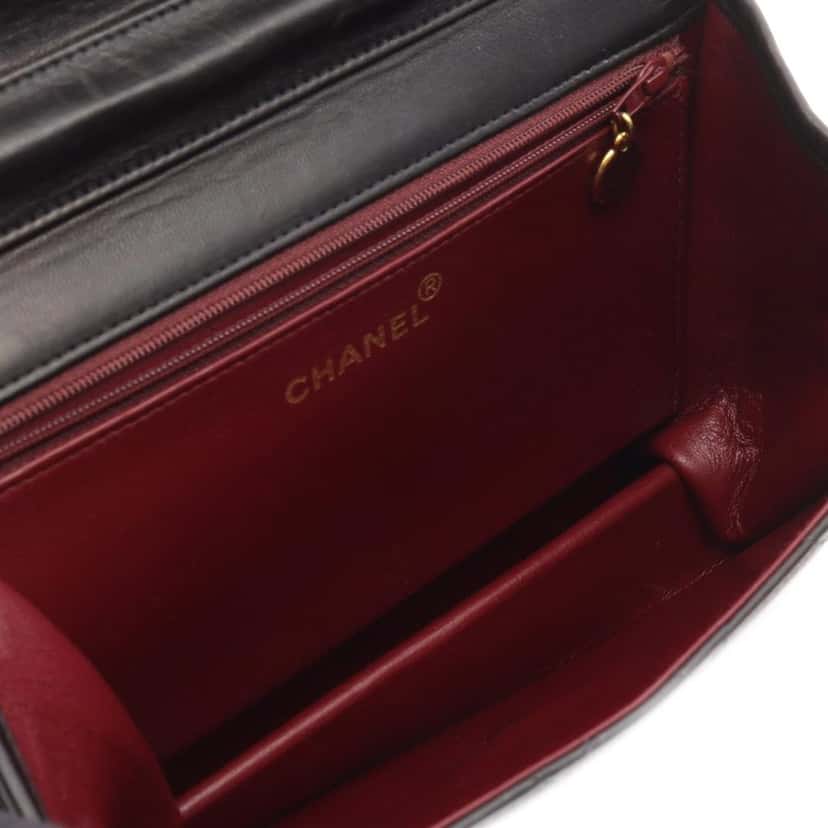 Chanel Small CC Quilted Lambskin Half Single Flap Black Leather Good condition - Inside View