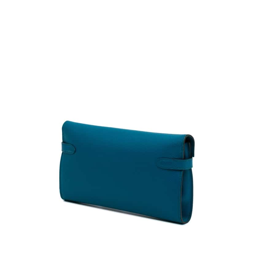 Hermès Epsom Kelly Longue Wallet Blue Leather Good condition - Back View