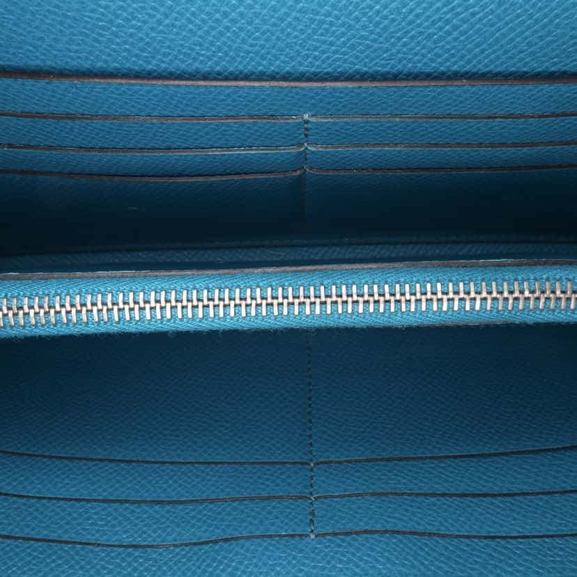 Hermès Epsom Kelly Longue Wallet Blue Leather Good condition - Model View