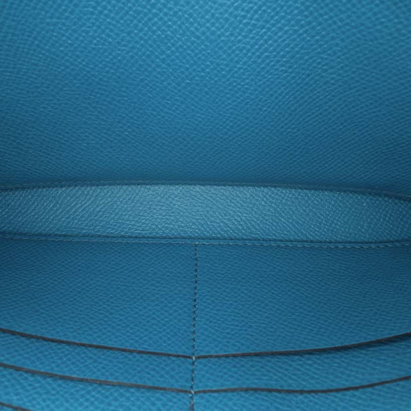 Hermès Epsom Kelly Longue Wallet Blue Leather Good condition - Box View