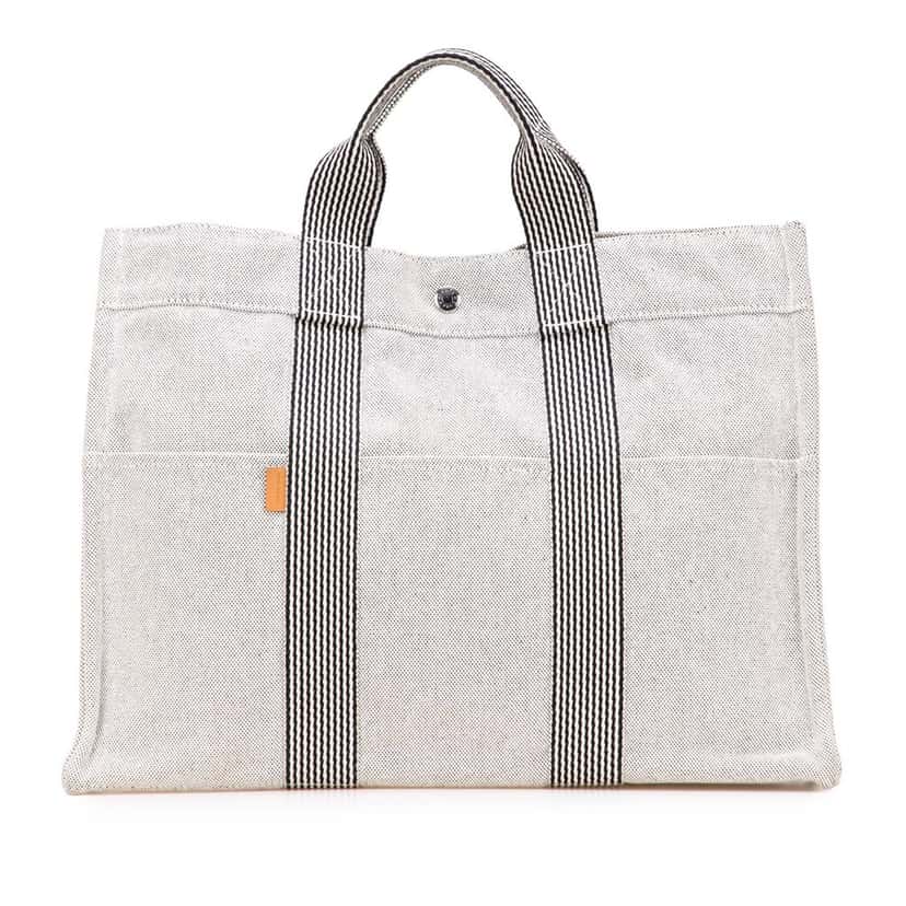 Hermès Canvas Fourre Tout MM Grey Canvas Good condition - Front View
