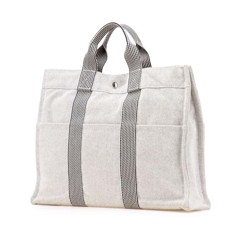 Hermès Canvas Fourre Tout MM Grey Canvas Good condition - Back View