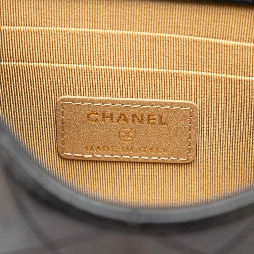 Chanel Mini Goatskin Chic Pearls Clutch On Chain Black Leather Very good condition - Box View
