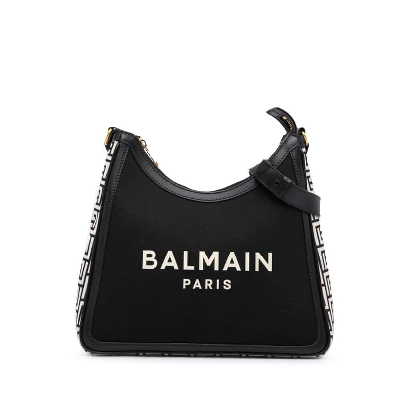 Balmain Canvas B-Army 26 Shoulder Bag Black Canvas Good condition - Front View