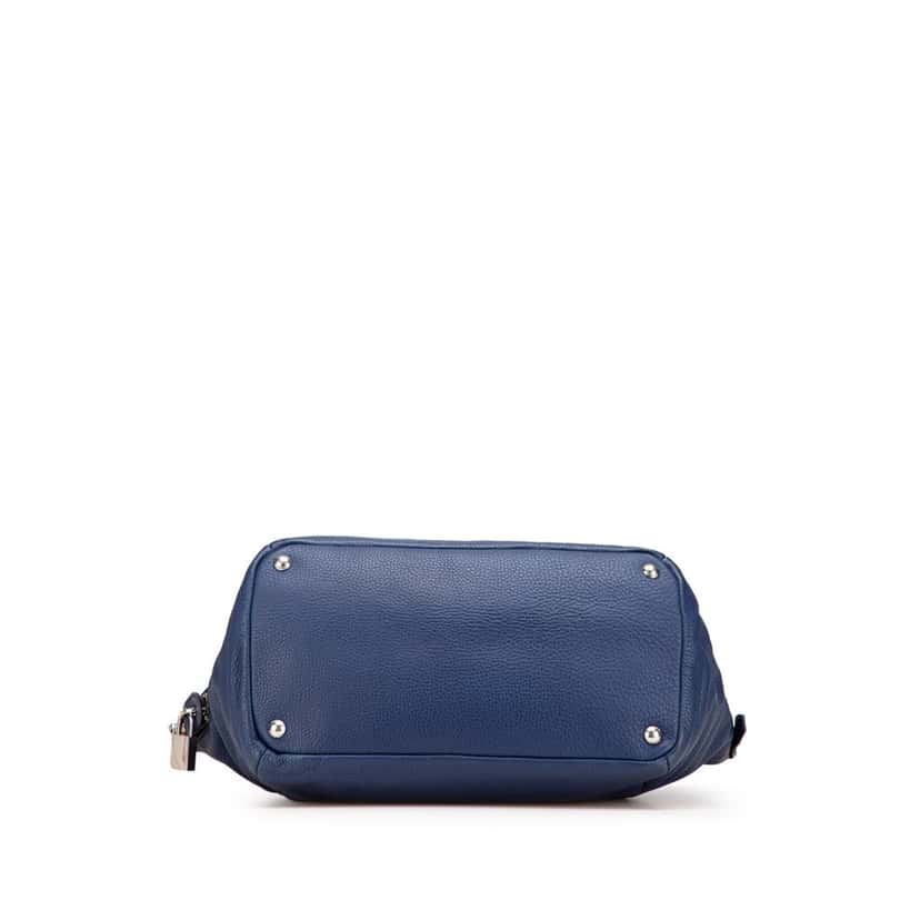 Prada Vitello Daino Double Handle Satchel Blue Leather Good condition - Inside View