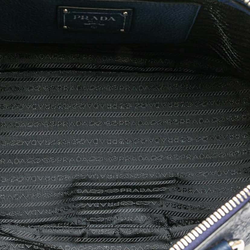 Prada Vitello Daino Double Handle Satchel Blue Leather Good condition - Model View