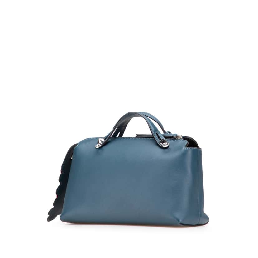 Fendi Medium Leather By The Way Flowerland Satchel Blue Leather Good condition - Back View