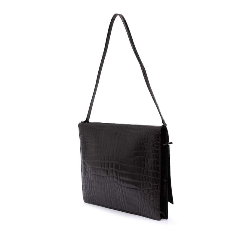 Gucci Croc Embossed Leather Broadway Envelope Shoulder Bag Purple Leather Good condition - Back View