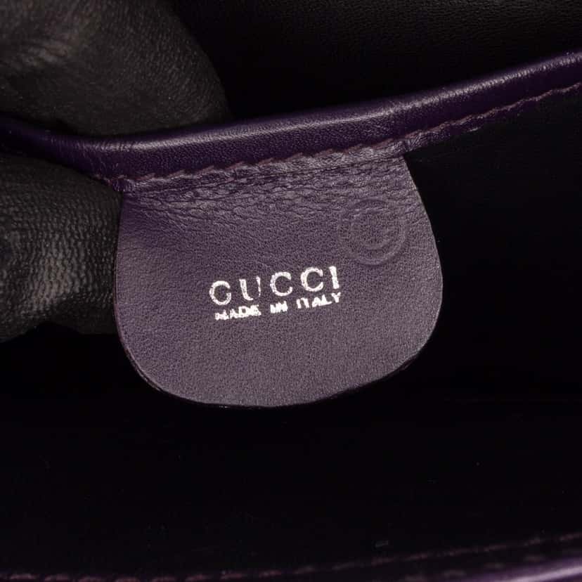 Gucci Croc Embossed Leather Broadway Envelope Shoulder Bag Purple Leather Good condition - Box View