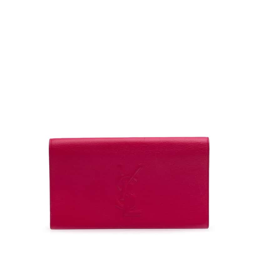 Yves Saint Laurent Large Leather Belle De Jour Clutch Pink Leather Good condition - Front View