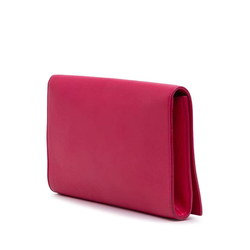 Yves Saint Laurent Large Leather Belle De Jour Clutch Pink Leather Good condition - Back View