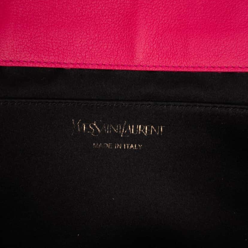 Yves Saint Laurent Large Leather Belle De Jour Clutch Pink Leather Good condition - Box View