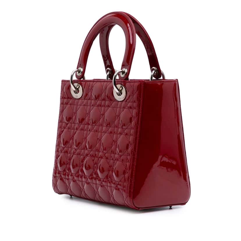 Dior Medium Patent Cannage Lady Dior Red Leather Good condition - Back View