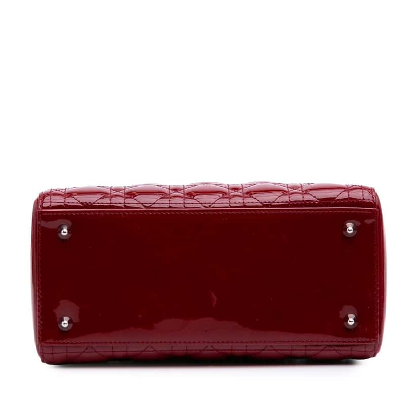 Dior Medium Patent Cannage Lady Dior Red Leather Good condition - Inside View